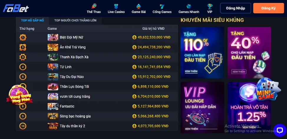 Giao diện ứng dụng cá cược thể thao hf888 win trên điện thoại